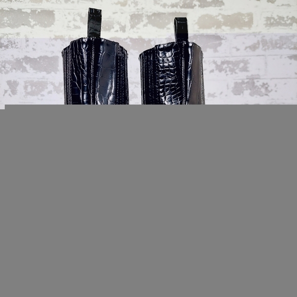 Nasty Gal Black Leather Suede Square Toe Block High Heels Ankle Boots B627 - Picture 6 of 13